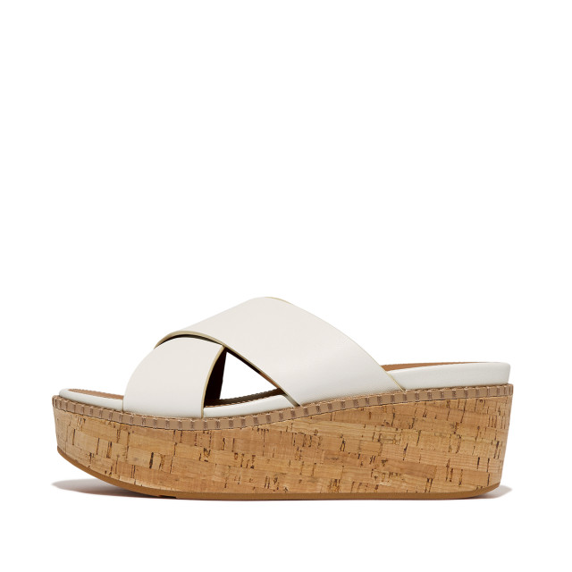 FitFlop Eloise leather/cork wedge cross slides HS4 large