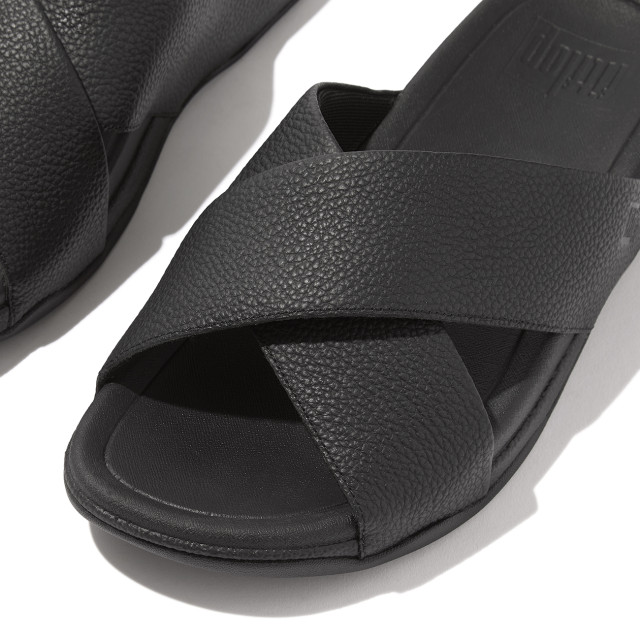 FitFlop Surfer mens tumbled-leather cross slides HA6 large