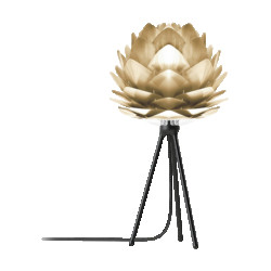 Umage Silvia mini tafellamp brushed brass met tripod zwart Ø 32 cm
