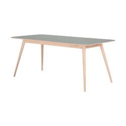 Gazzda Stafa table houten eettafel whitewash met linoleum tafelblad dark olive 200 x 90 cm