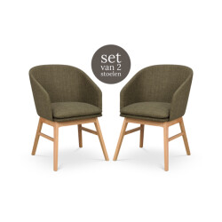 Rowico Home Windham eetkamerstoel naturel eiken onderstel set van 2