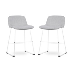 Nolon Nino-mats barkruk licht wit onderstel 65 cm set van 2