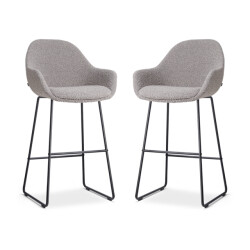 Nolon Nino-mae barkruk bouclé zwart onderstel 75 cm set van 2