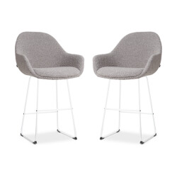 Nolon Nino-mae barkruk bouclé wit onderstel 65 cm set van 2