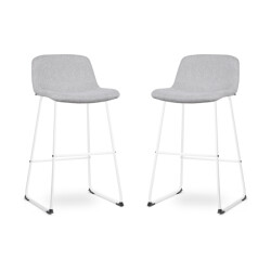 Nolon Nino-mats barkruk licht wit onderstel 75 cm set van 2