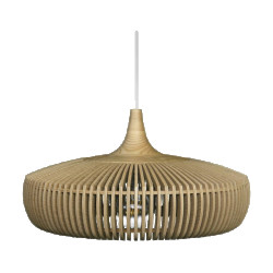 Umage Clava dine wood houten hanglamp naturel met koordset wit Ø 43 cm