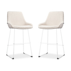 Nolon Nino-isa barkruk bouclé wit onderstel 75 cm set van 2