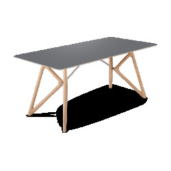 Gazzda Tink table houten eettafel whitewash met linoleum tafelblad nero 180 x 90 cm