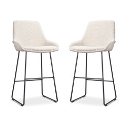Nolon Nino-isa barkruk bouclé zwart onderstel 75 cm set van 2