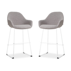 Nolon Nino-mae barkruk bouclé wit onderstel 75 cm set van 2