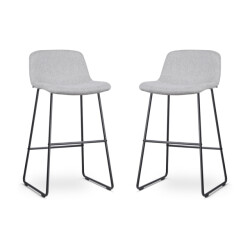 Nolon Nino-mats barkruk licht zwart onderstel 75 cm set van 2