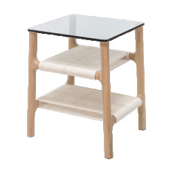 Gazzda Fawn side table houten bijzettafel whitewash met glazen tafelblad grey 42 x