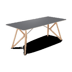 Gazzda Tink table houten eettafel whitewash met linoleum tafelblad nero 200 x 90 cm