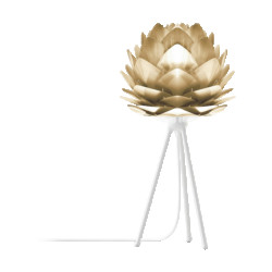 Umage Silvia mini tafellamp brushed brass met tripod wit Ø 32 cm