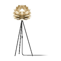 Umage Silvia medium vloerlamp brushed brass met tripod zwart Ø 50 cm