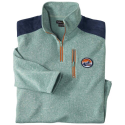 Atlas For Men Heren trui van geborsteld fleece met contrasterende ritssluiting