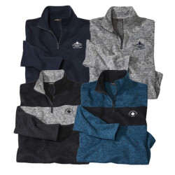 Atlas For Men Heren trui met geborstelde fleece zip neck (set van 4)