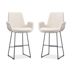 Nolon Nino-eef barkruk bouclé zwart onderstel 65 cm set van 2