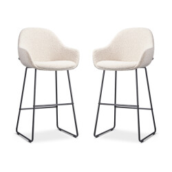 Nolon Nino-mae barkruk bouclé zwart onderstel 75 cm set van 2