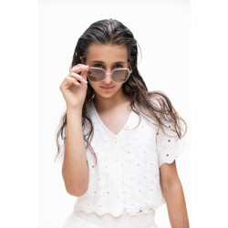 Looxs Revolution Broderie anglaise top creamy voor meisjes in de kleur