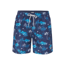 Happy Shorts Heren zwemshort tropisch eiland print donker
