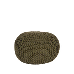 Label51 Poef knitted army green katoen m