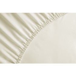 Yellow Hoeslaken percale fitted sheet off white 160 x 200 cm