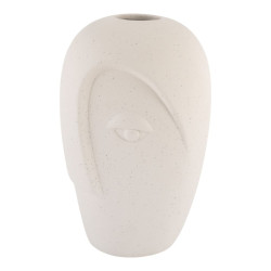 House Nordic Ceramic vase vase in sand ceramic with face 12,5x13x19,5 cm