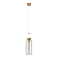 House Nordic Luton pendant pendant in cylinder shaped clear glass and brass socket, 150 cm fabric cord 150 cm fabric cord bulb: e27/40w