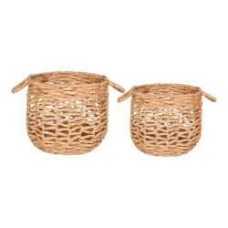 House Nordic Adra baskets baskets in waterhyacinth, nature, with handles, round, set of 2