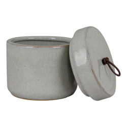 House Nordic Jar jar in ceramic, with lid, grey, round, Ø10,5x10 cm