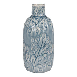 House Nordic Vase vase in ceramic, blue with pattern, round, Ø12x26 cm