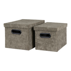 House Nordic Augusta boxes boxes in corduroy, w. lid, olive green, rectangular, set of 2