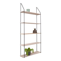 House Nordic Eindhoven shelf shelf with black frame and 5 natural wood shelves
