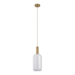 House Nordic Chelsea pendant pendant in cylinder shaped white glass and brass socket, 150 cm fabric cord 150 cm fabric cord bulb: e27/40w