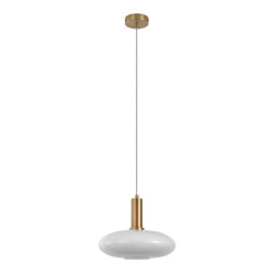 House Nordic Chelsea pendant pendant in elipsoid shaped white glass and brass socket, 150 cm fabric cord 150 cm fabric cord bulb: e27/40w