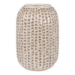 House Nordic Vase vase in ceramic, brown with pattern, round, Ø13x20 cm