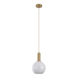 House Nordic Chelsea pendant pendant in ball shaped white glass and brass socket, 150 cm fabric cord 150 cm fabric cord bulb: e27/40w