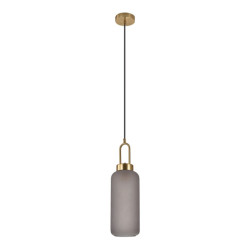 House Nordic Luton pendant pendant in cylinder shaped mat smokey glass and brass socket, 150 cm fabric cord 150 cm fabric cord bulb: e27/40w