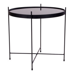 House Nordic Venezia coffee table coffee table black powder coated steel with glass Ã¸48xh48cm