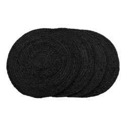 House Nordic Bombay placemat round placemat in braided dark grey jute s/4 Ã˜38 cm