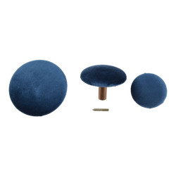House Nordic Giza knobs 3 knobs in blue velvet and brass look