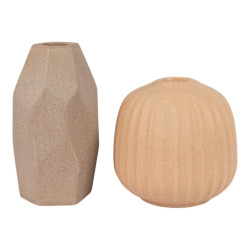 House Nordic Vase and candle holder vase and candle holder in ceramic, brown, set of 2