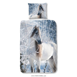 Good Morning Dekbedovertrek white horse 140 x 200/220 cm + 1 kussen