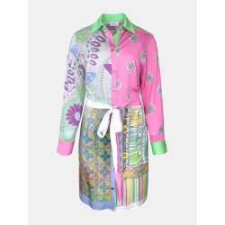 Mucho Gusto Jurk francis bay short roze met groen patchwork