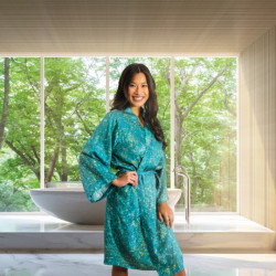 Kayori Ichiro groen kimono tencel- zand l m