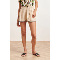 Smashed Lemon 24381 dames shorts in zandkleur met azteekse borduursels