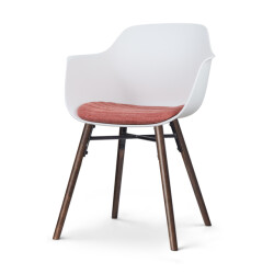 Nolon Nena-liz eetkamerstoel met terracotta rood zitkussen walnoot houten onderstel