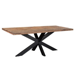 Livingfurn moderne eetkamertafel spider tafel poot eettafel van riverwood en gecoat staal 200cm -