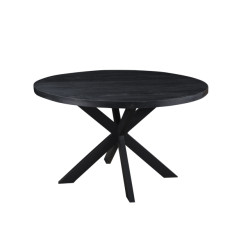 Livingfurn ronde eetkamertafel kala spider tafelpoten van mango hout en gecoat staal 130 cm